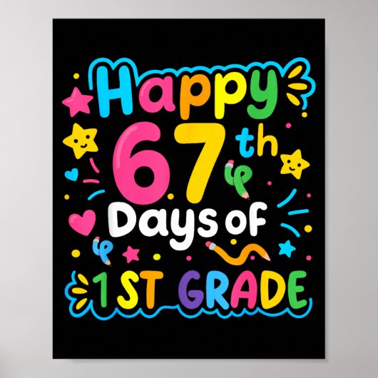 Happy 67th Day Of 1st Grade School Meme 67 Kids Te Poster (Voorkant)