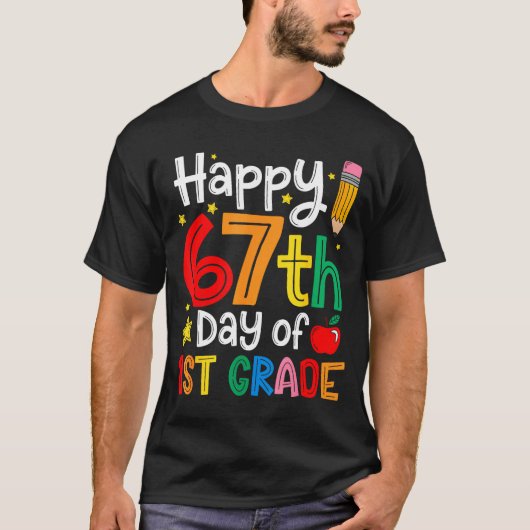 Happy 67th Day Of 1st Grade Teacher Student Six Se T-shirt (Voorkant)