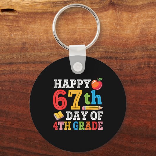 Happy 67th Day Of 4th Grade Teacher Student 67 Day Sleutelhanger (Voorkant)