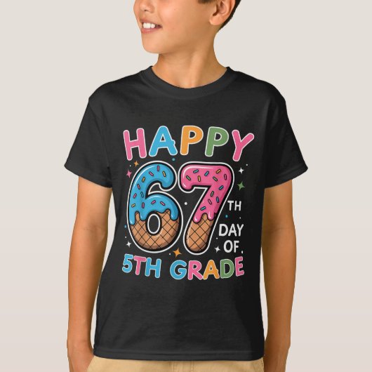 Happy 67th Day Of 5th Grade Ice Cream Drip 67 Days T-shirt (Voorkant)