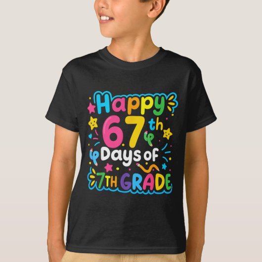 Happy 67th Day Of 7th Grade School Meme 67 Kids Te T-shirt (Voorkant)