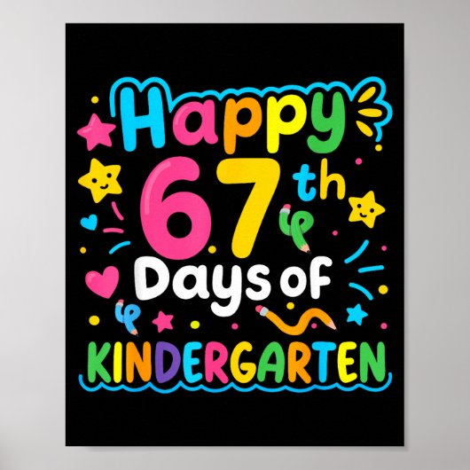 Happy 67th Day Of Kindergarten School Meme 67 Kids Poster (Voorkant)