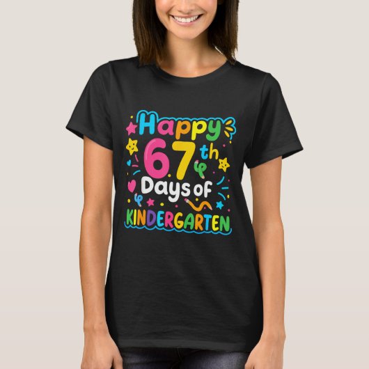Happy 67th Day Of Kindergarten School Meme 67 Kids T-shirt (Voorkant)