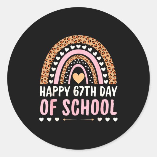 Happy 67th Day Of School 67 Days Rainbow Teachers  Ronde Sticker (Voorkant)