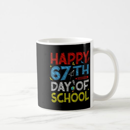 Happy 67th Day Of School - Funny Students Teachers Koffiemok (Rechts)