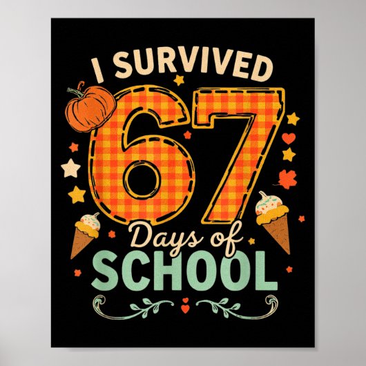 Happy 67th Day Of School Funny Teacher Thanksgivin Poster (Voorkant)