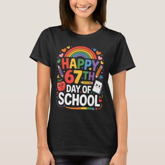 Happy 67th Day Of School Meme 67 Days Of School Ra T-shirt (Voorkant)