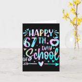 Happy 67th Day Of School Tie Dye Rainbow 67 Days S Kaart (Gele Bloem)
