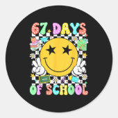 Happy 67th Day Of School Vibes Smile Face 67 Days Ronde Sticker (Voorkant)