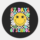 Happy 67th Day Of School Vibes Smile Face 67 Days Ronde Sticker (Voorkant)