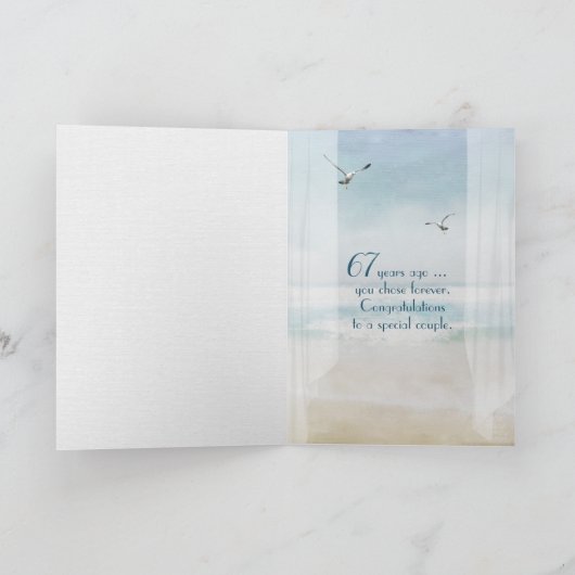 Happy 67th Jubileum open strand window Kaart (Binnen)