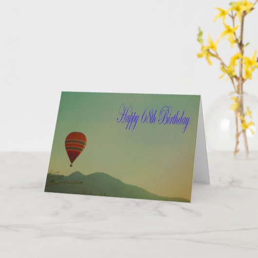 Happy 68th Birthday Hot Air Ballon Kaart (Gele Bloem)