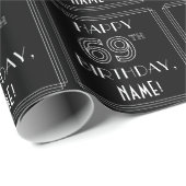 HAPPY 69TH BIRTHDAY; Art Deco Style met aangepaste Cadeaupapier (Rol Hoek)