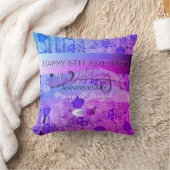 "Happy 6th Amethyst bruiloft Jubileum" Kussen (Deken)