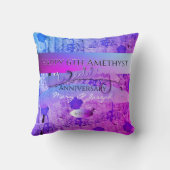 "Happy 6th Amethyst bruiloft Jubileum" Kussen (Achterkant)