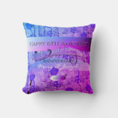 "Happy 6th Amethyst bruiloft Jubileum" Kussen (Voorkant)