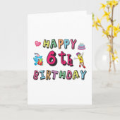 Happy 6th Birthday 6 year old b-day surprise Kaart (Gele Bloem)