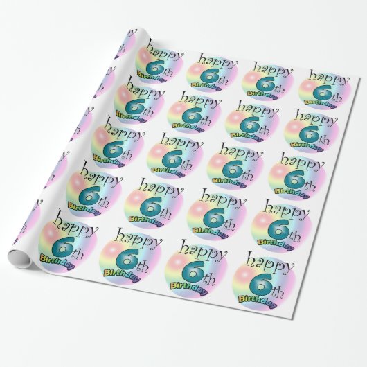 Happy 6th Birthday Cadeaupapier (Uitgerold)