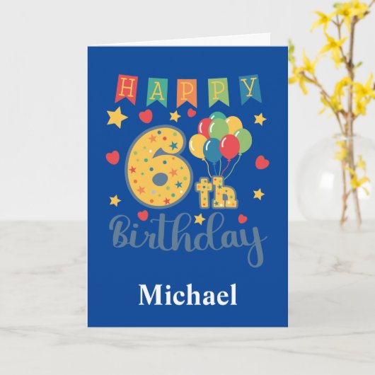 Happy 6th Birthday Card Kaart (Gele Bloem)