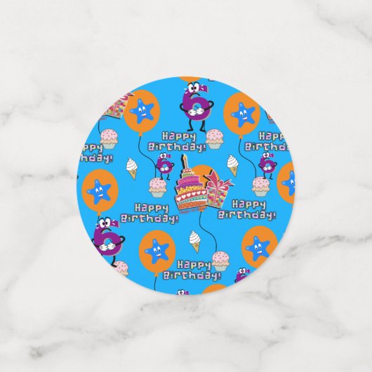 Happy 6th Birthday Confetti, #6 Blue & Yellow Confetti (Kleine voorkant)