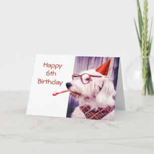 Happy 6th Birthday Fun Dog Pet Blank binnenkaart Kaart