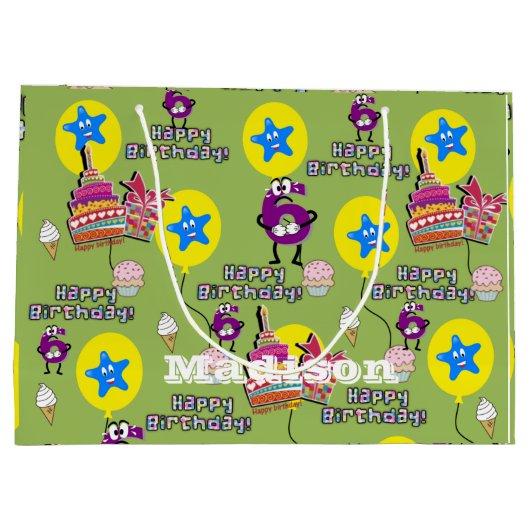 Happy 6th Birthday Gift Bag #6 Groot Cadeauzakje (Achterkant)
