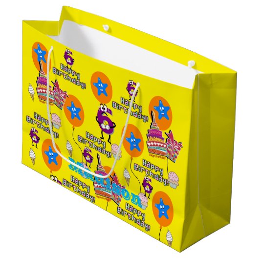 Happy 6th Birthday Gift Bag #6 Groot Cadeauzakje (Voorkant Gekanteld)