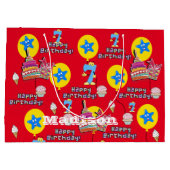 Happy 6th Birthday Gift Bag #6 Red Groot Cadeauzakje (Achterkant)