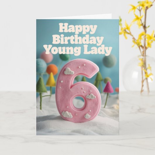 Happy 6th Birthday Kaart (Gele Bloem)