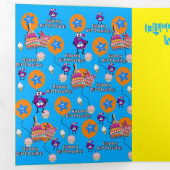 Happy 6th Birthday Kaart, #6 Blue & Yellow Drieluik Kaart (Binnenzijde eerst)