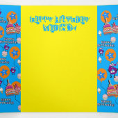 Happy 6th Birthday Kaart, #6 Blue & Yellow Drieluik Kaart (Binnenkant midden)