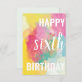 Happy 6th Birthday Kaart ("Waterverf gradiënten") (Voorkant / Achterkant)