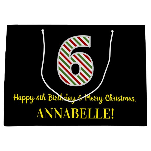 Happy 6th Birthday & Merry Kerstmis, aangepaste na Groot Cadeauzakje (Voorkant)