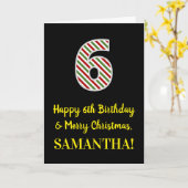 Happy 6th Birthday & Merry Kerstmis, aangepaste na Kaart (Gele Bloem)