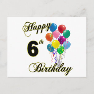 Happy 6th Birthday Post Cards en Birthday Cards Briefkaart
