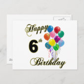 Happy 6th Birthday Post Kaarten en verjaardagskaar (Voorkant / Achterkant)