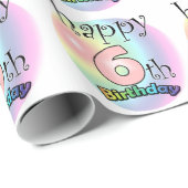 Happy 6th Birthday (roze) Cadeaupapier (Rol Hoek)