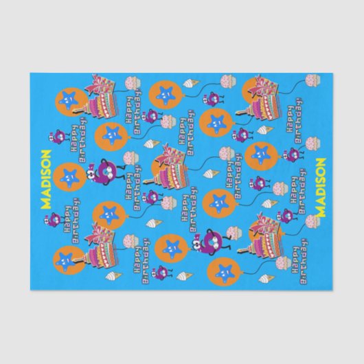 Happy 6th Birthday Tissue Paper #6 Blue Tissuepapier (Voorkant)