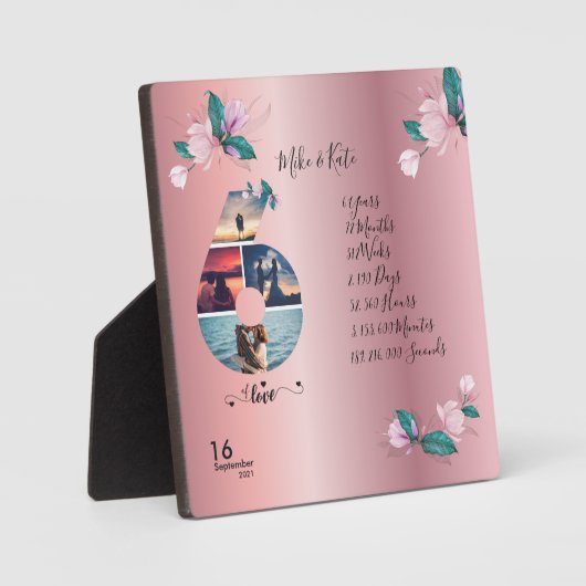 Happy 6th Jubileum, aangepaste fotocollage, graaf Fotoplaat (Voorkant)