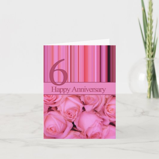 Happy 6th Jubileum roos Kaart (Voorkant)