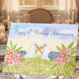 Happy 6th Wedding Anniversary Laysan Albatross Kaart