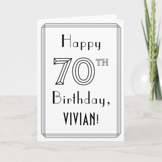 Happy 70th Birthday, Art Deco Style met aangepaste Kaart (Voorkant)