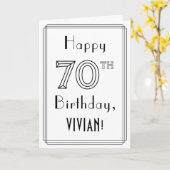 Happy 70th Birthday, Art Deco Style met aangepaste Kaart (Gele Bloem)