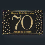 Happy 70th Birthday Banner Black en Gold Glitter<br><div class="desc">Fijne 70ste verjaardag Banner Black en Gold Glitter Confetti. Afdrukbaar digitaal. Voor verdere aanpassing,  te klikken gelieve de knoop "van de Aanpassing het"en ons ontwerphulpmiddel te gebruiken om deze sjabloon te wijzigen.</div>