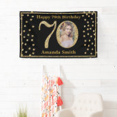 Happy 70th Birthday Banner Black en Gold Photo (Insitu)