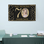 Happy 70th Birthday Banner Black en Gold Photo (Beurs)