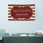 Happy 70th Birthday Banner Burgundy Gold Glitter (Beurs)