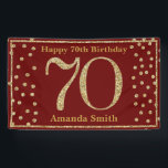 Happy 70th Birthday Banner Burgundy Red Gold<br><div class="desc">Fijne 70ste verjaardag Banner Burgundy Red en Gold Glitter Confetti. Afdrukbaar digitaal. Voor verdere aanpassing,  te klikken gelieve de knoop "van de Aanpassing het"en ons ontwerphulpmiddel te gebruiken om deze sjabloon te wijzigen.</div>