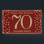 Happy 70th Birthday Banner Burgundy Red Gold<br><div class="desc">Fijne 70ste verjaardag Banner Burgundy Red en Gold Glitter Confetti. Afdrukbaar digitaal. Voor verdere aanpassing,  te klikken gelieve de knoop "van de Aanpassing het"en ons ontwerphulpmiddel te gebruiken om deze sjabloon te wijzigen.</div>