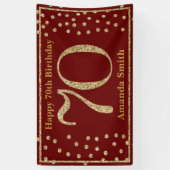 Happy 70th Birthday Banner Burgundy Red Gold (Verticaal)